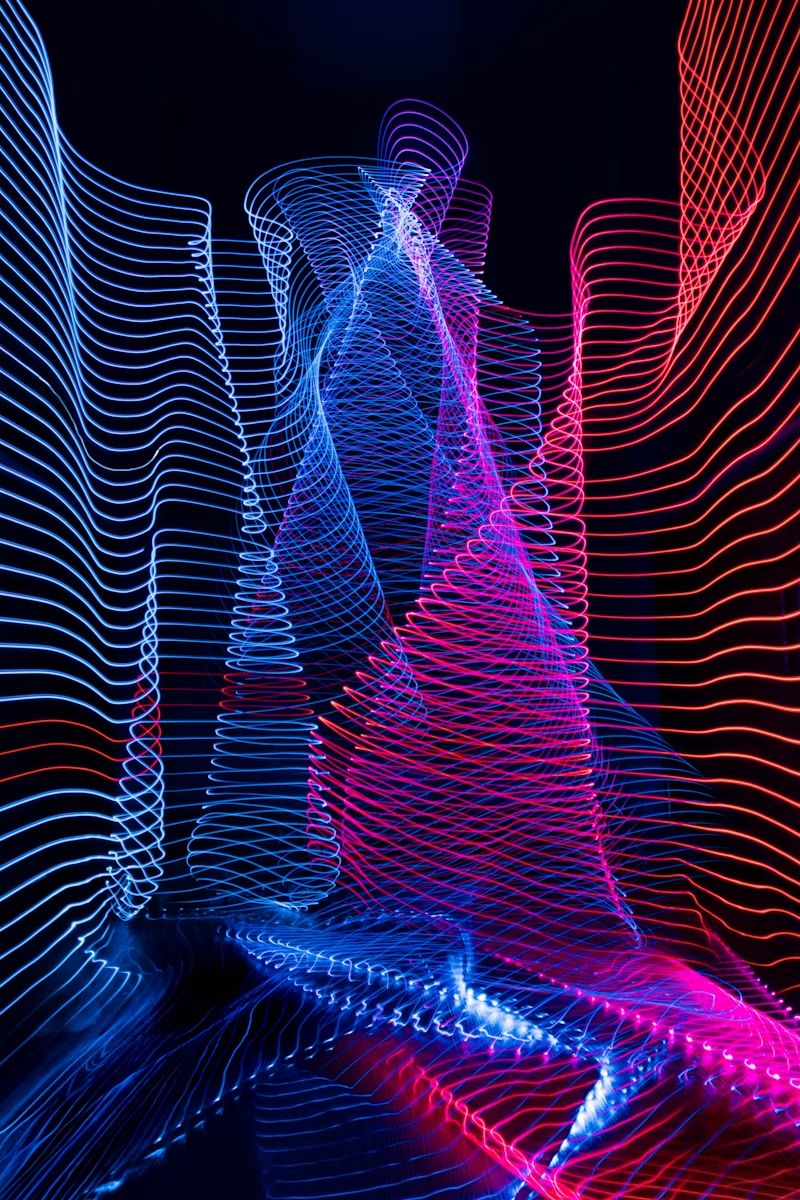 Abstract blue, magenta and red light artwork