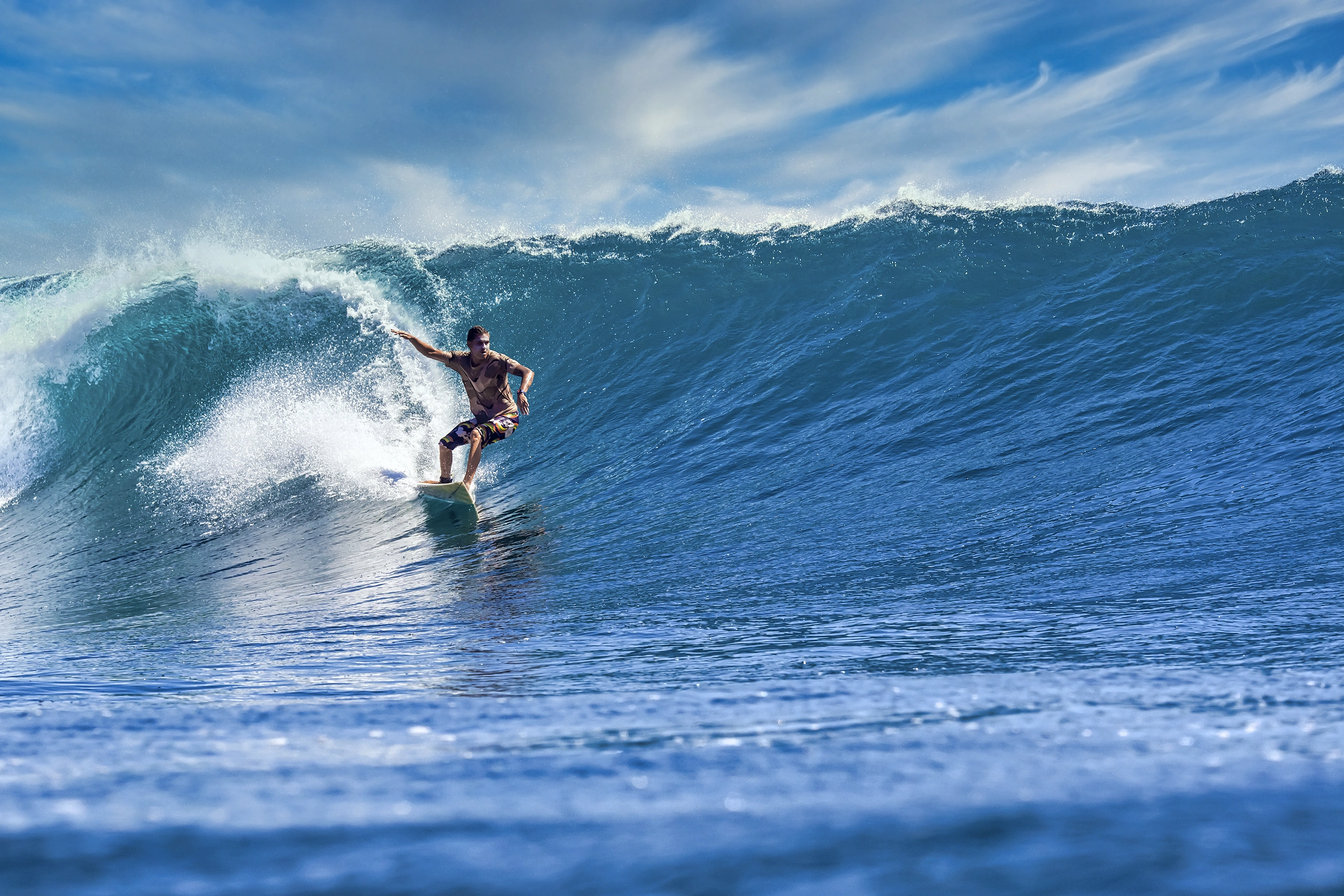 Surfer on a Mediterranean wave